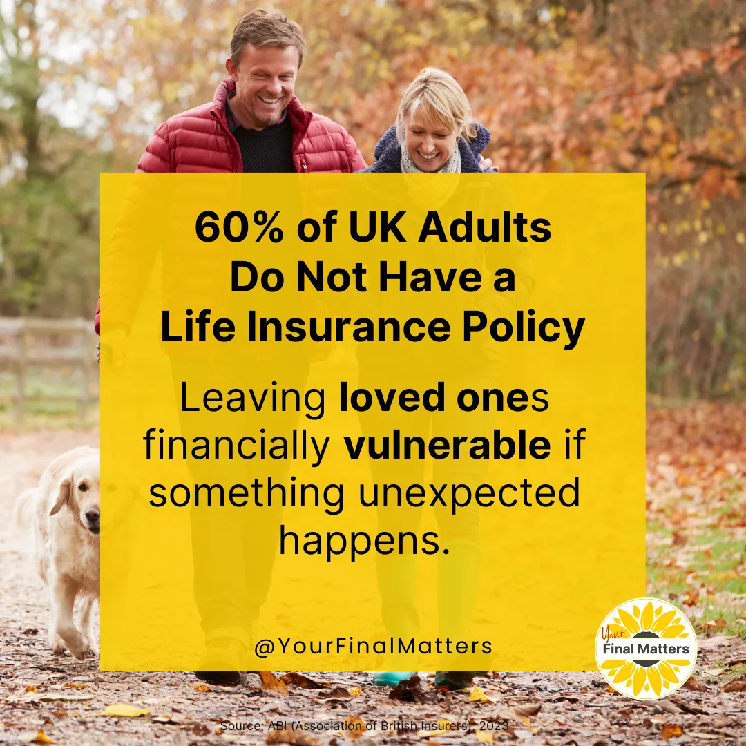 Graphic with a statistic about UK adults who do not have life insurance, leaving loved ones financially vulnerable
